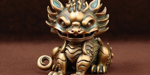 Obraz premium AI Generated. AI Generative. Traditional classic chinese asian dragon copper symbol of power. Graphic Art