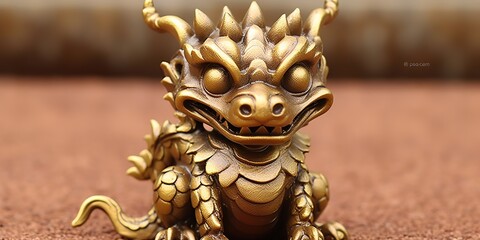 Fototapeta premium AI Generated. AI Generative. Traditional classic chinese asian dragon copper symbol of power. Graphic Art