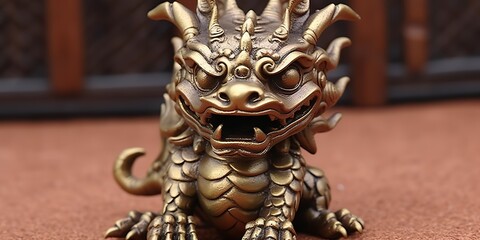 Obraz premium AI Generated. AI Generative. Traditional classic chinese asian dragon copper symbol of power. Graphic Art