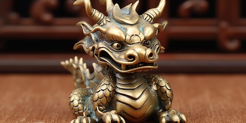 Obraz premium AI Generated. AI Generative. Traditional classic chinese asian dragon copper symbol of power. Graphic Art