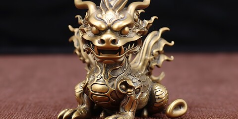 Fototapeta premium AI Generated. AI Generative. Traditional classic chinese asian dragon copper symbol of power. Graphic Art
