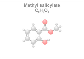 Simplified scheme of the methyl salicylate molecule. Use in unguents. 