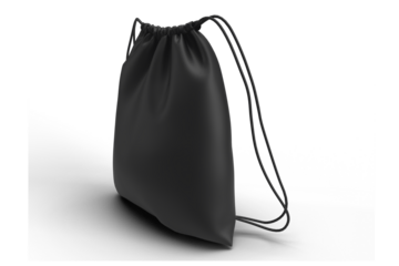 black drawstring bag isolated on white