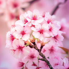 beautiful Flower Pink Wild Himalayan Cherry Cherry Blossom or Sakura Generative AI
