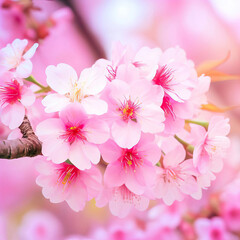 Fototapeta na wymiar Beautiful Cherry blossom, pink sakura flower Generative AI 