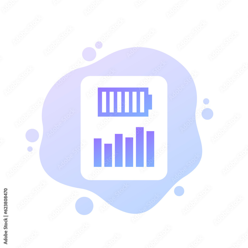Poster battery performance vector icon with a graph