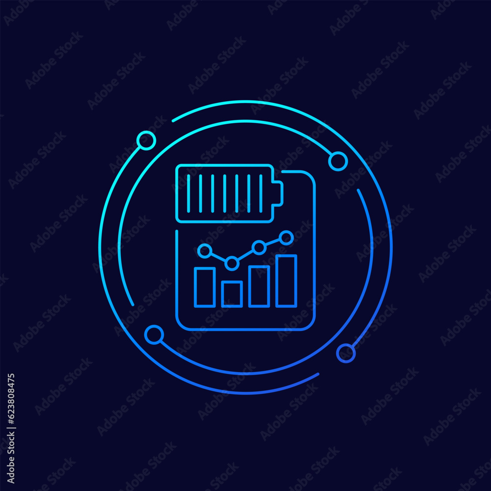 Poster battery performance icon in linear design