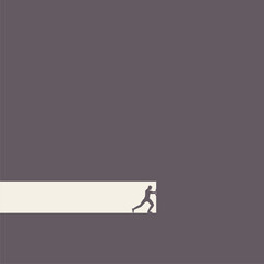 Businessman pushing abstract wall and make tunnel. Hard work. Struggle and strain. Business concept
