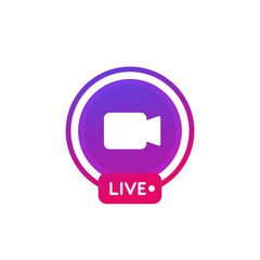 Live stream video icon on white, vector