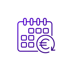 monthly subscription auto-renewal line icon with euro