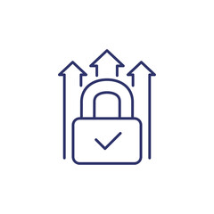 padlock and arrows line icon