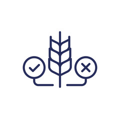 Pros and cons of gluten line icon