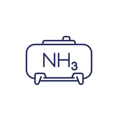 ammonia, NH3 gas line icon with a tank