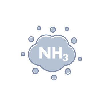 ammonia, NH3 gas icon with a cloud