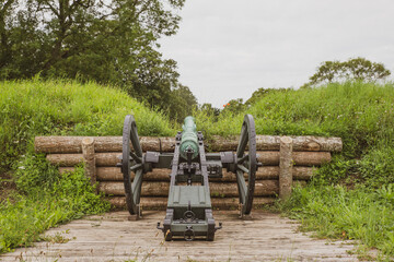 Fototapeta na wymiar The old cannon on the ramparts of Fredericia