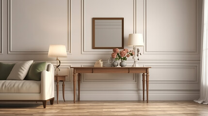 Console table in a classic living room interior. 3D illustration. Generative AI