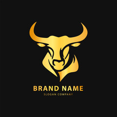 Bull logo. Premium logo for steakhouse, Steakhouse or butchery. Abstract stylized cow or bull head with horns symbol. Creative steak, meat logo.