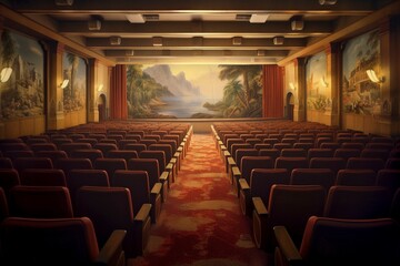 Cinema interior with big screen