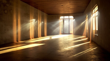 An influx of brilliant light rays streaming into a room, filling it with a dazzling radiance. Generative AI