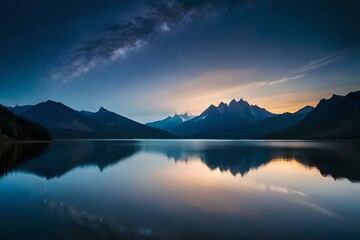 Fototapeta na wymiar sunrise over the lake generative Ai