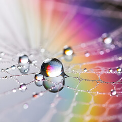 Rainbow dewdrops on a spider's web 1