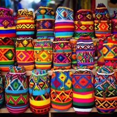 Fototapeta na wymiar Vibrant Colombian Mochilas: Colorful Creations of Culture
