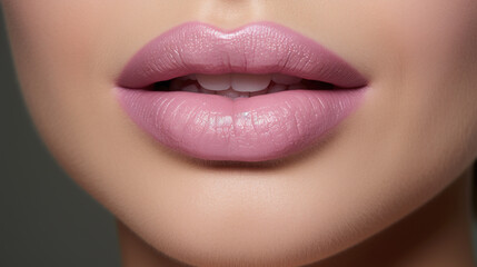 Fototapeta premium A close-up female lips augmentation with fillers, enhancing volume and shape. AI generated