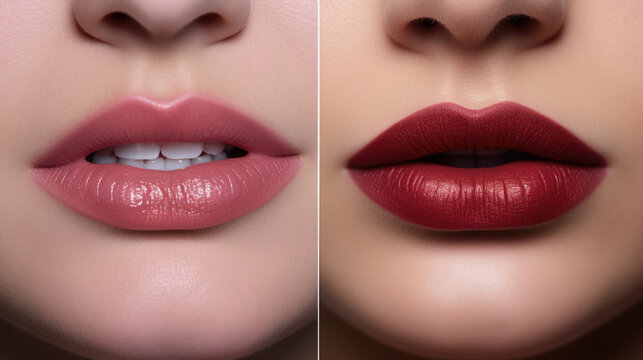 cosmetic tattooing for lip enhancement, resulting in beautifully defined and long-lasting lip color. AI generated