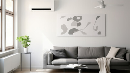 state-of-the-art air conditioning system nestled within a modern interior, providing efficient cooling while complementing the sleek design elements of the room. AI generated