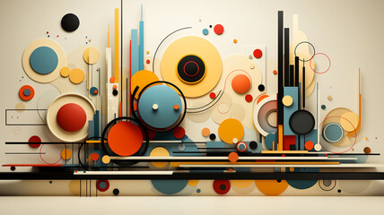 Obraz premium The Art of Precision: A Geometric Art Poster Featuring Squares, Circles, and Figures