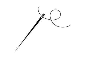 Needle icon. Vector sewing needle with thread illustration.