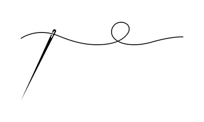 Needle icon. Vector sewing needle with thread illustration.
