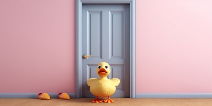 Duck little cute animal clay cartoon animation, AI Generated