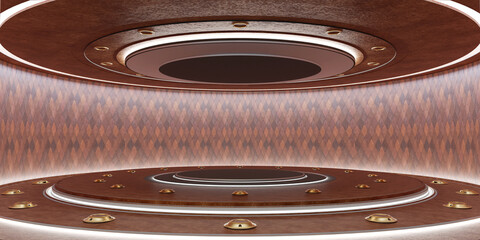 curve shaped stage Circular room Round podium Round screen Curved dome  Great hall 3d illustration