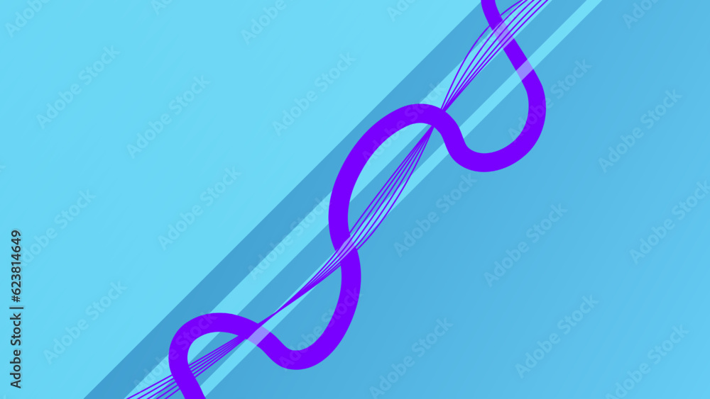 Poster neon blue gradient textureed frame with purple thread and structured line waves