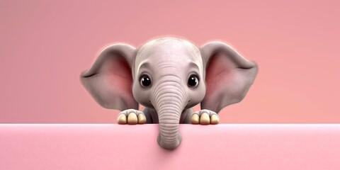 Baby elephant cute animal clay cartoon animation, AI Generated