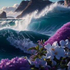ocean and flowers