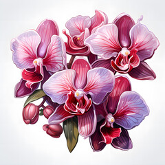 pink orchid flower with white, generative ai