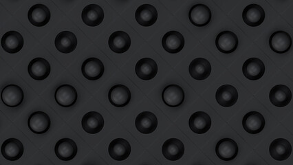 Black cube, black sphere. Dark background. 3d rendering