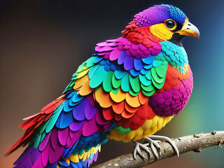 Color Full Bird In Forest AI Generated