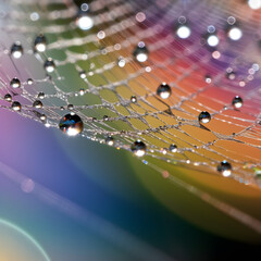 Rainbow dewdrops on a spider's web 3