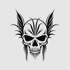 Obraz premium Black and white skull vector illustration.