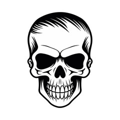 Fototapeta premium Black and white skull vector illustration.