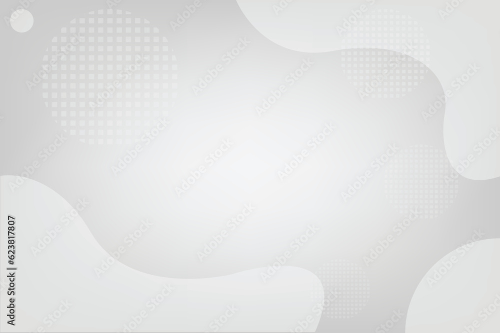 Aufkleber technology in white and grey background. fluid shape with particles element.