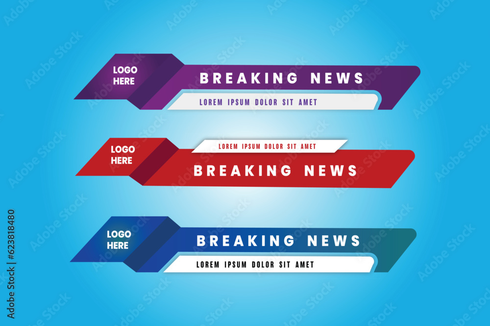Wall mural stylish color full geometric modern lower third banner template design premium vector, streaming spo