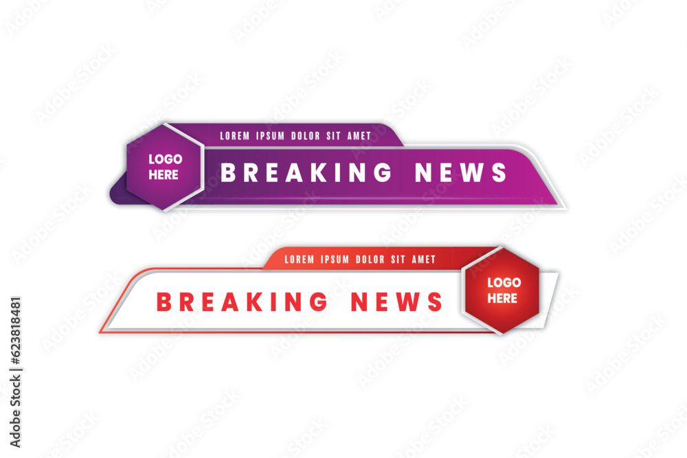 Wall mural simple and gradient geometric lower third banner template design. lower thirds set template vector d