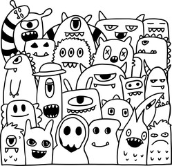 Vector illustration of doodle character monster.
