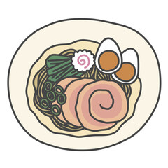 Ramen noodles with eggs and pork