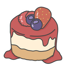 Strawberry cheesecake with blueberries and raspberries