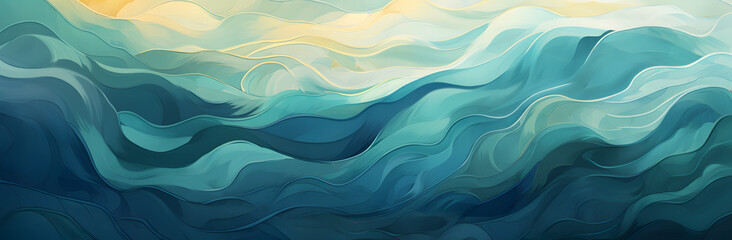 Fototapeta premium Abstract Aqua Waves Breaking in foamy ripples, generative AI